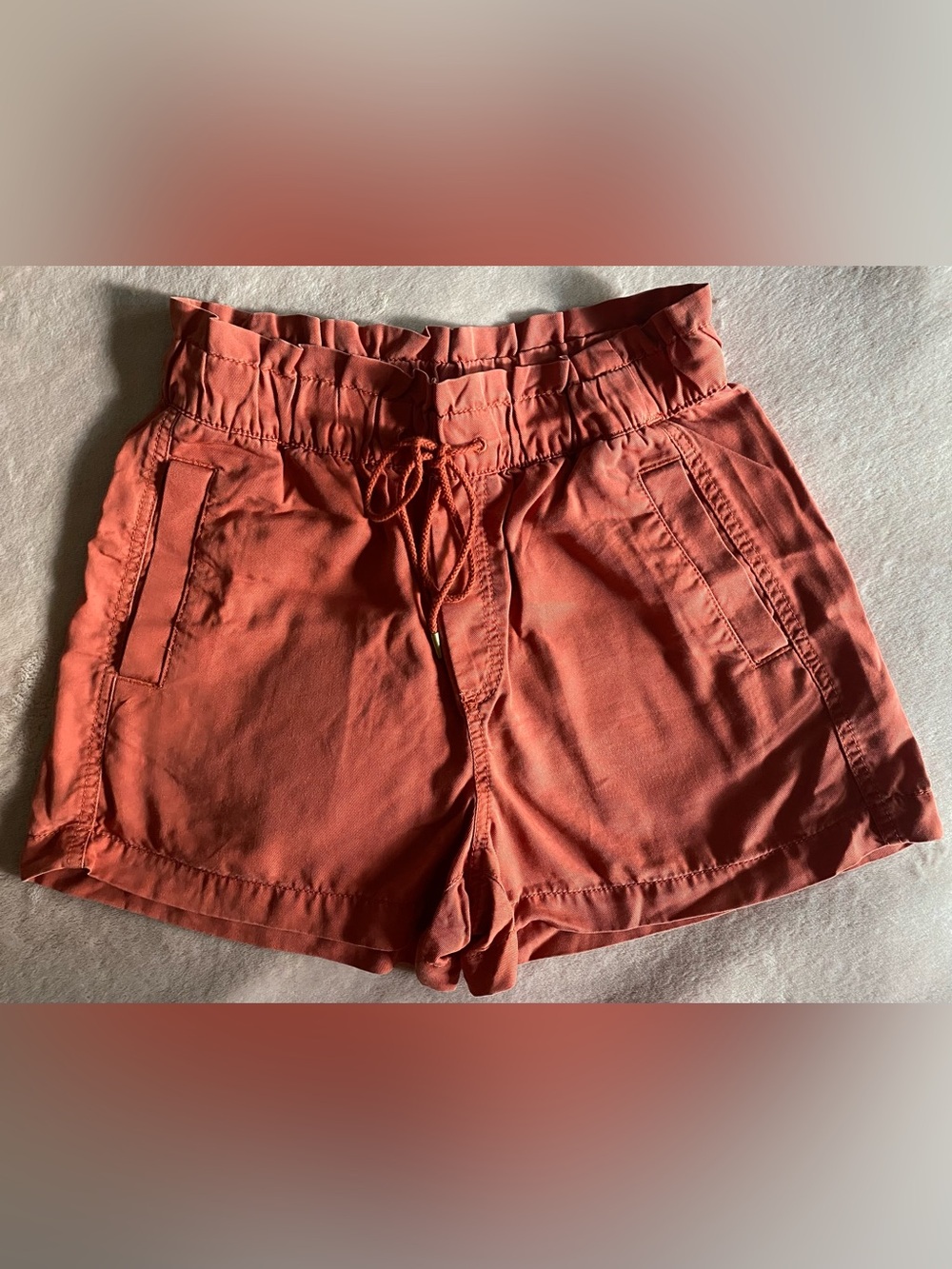 LOFT Drawstring Shorts in Rust Orange